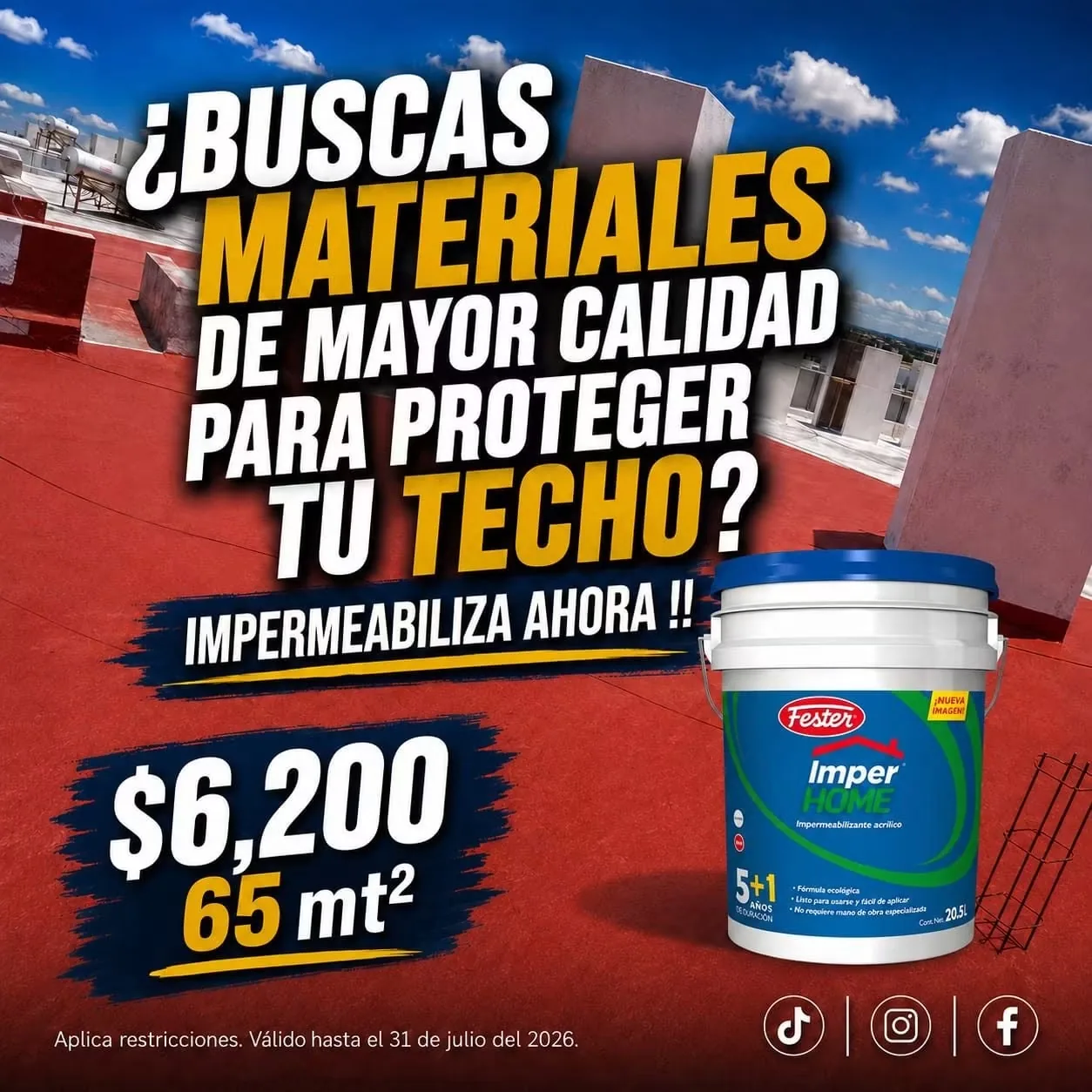 Material impermeabilizante y azotea protegida