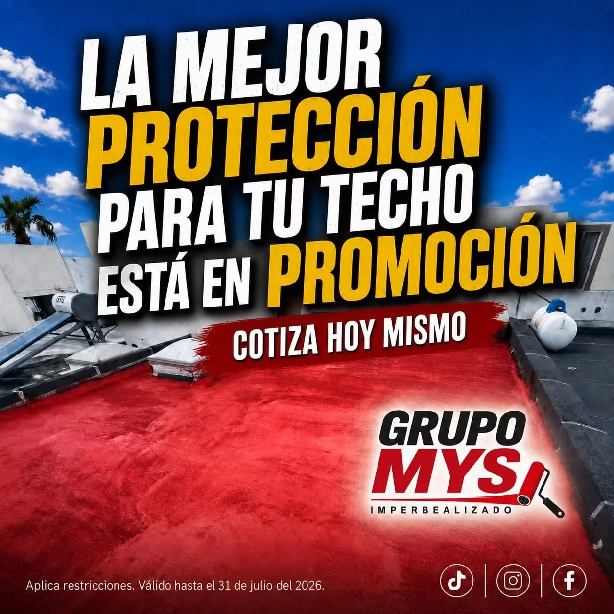 Trabajo de impermeabilización con acabado rojo