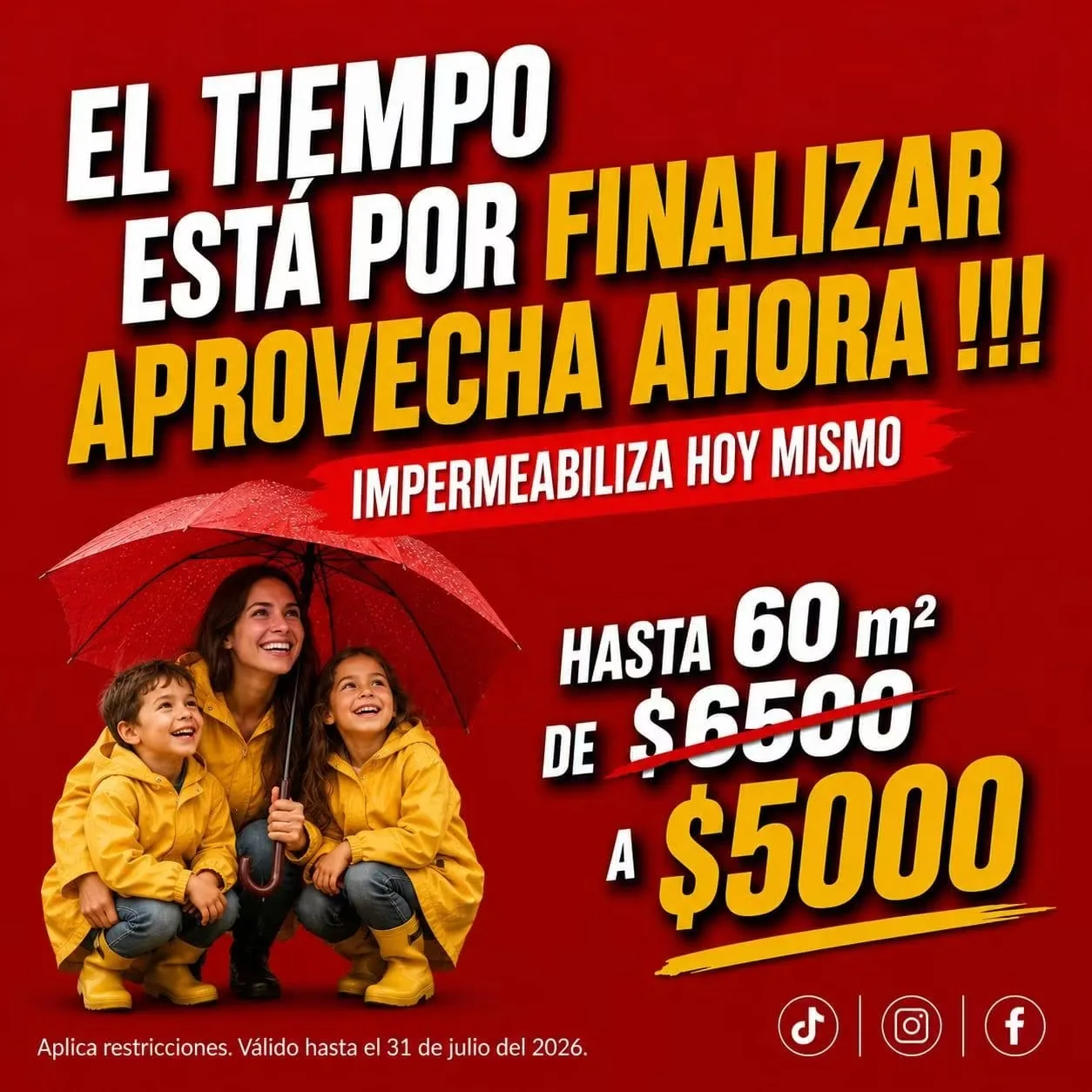 Azotea impermeabilizada y preparada para lluvia